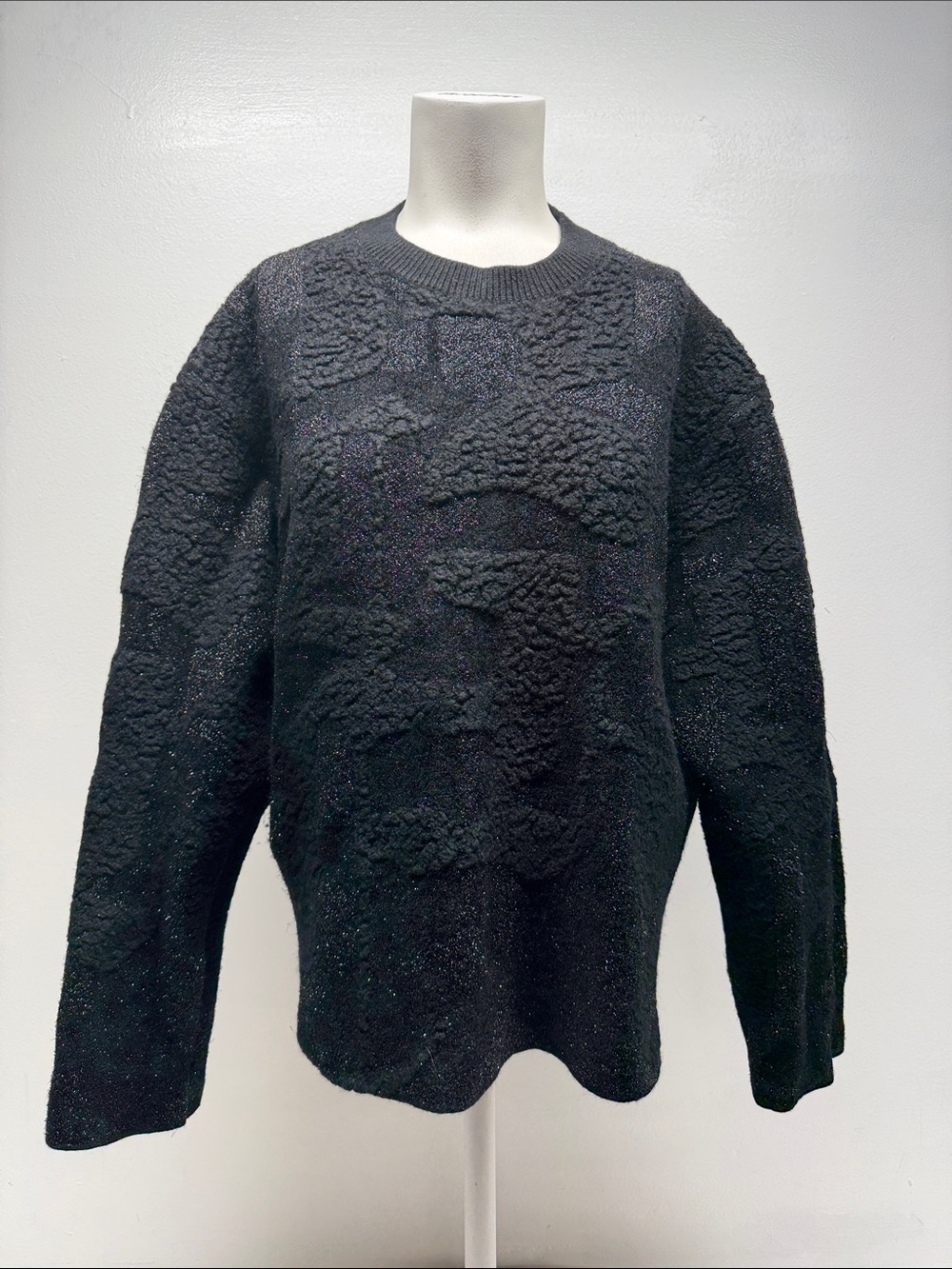 Purple Brand Sweater Metallic Camouflage Wool Stretch Knit Textured Black XXL